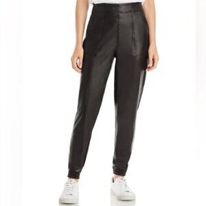 Spanx Black Faux Vegan Leather Pull On Joggers Size Medium